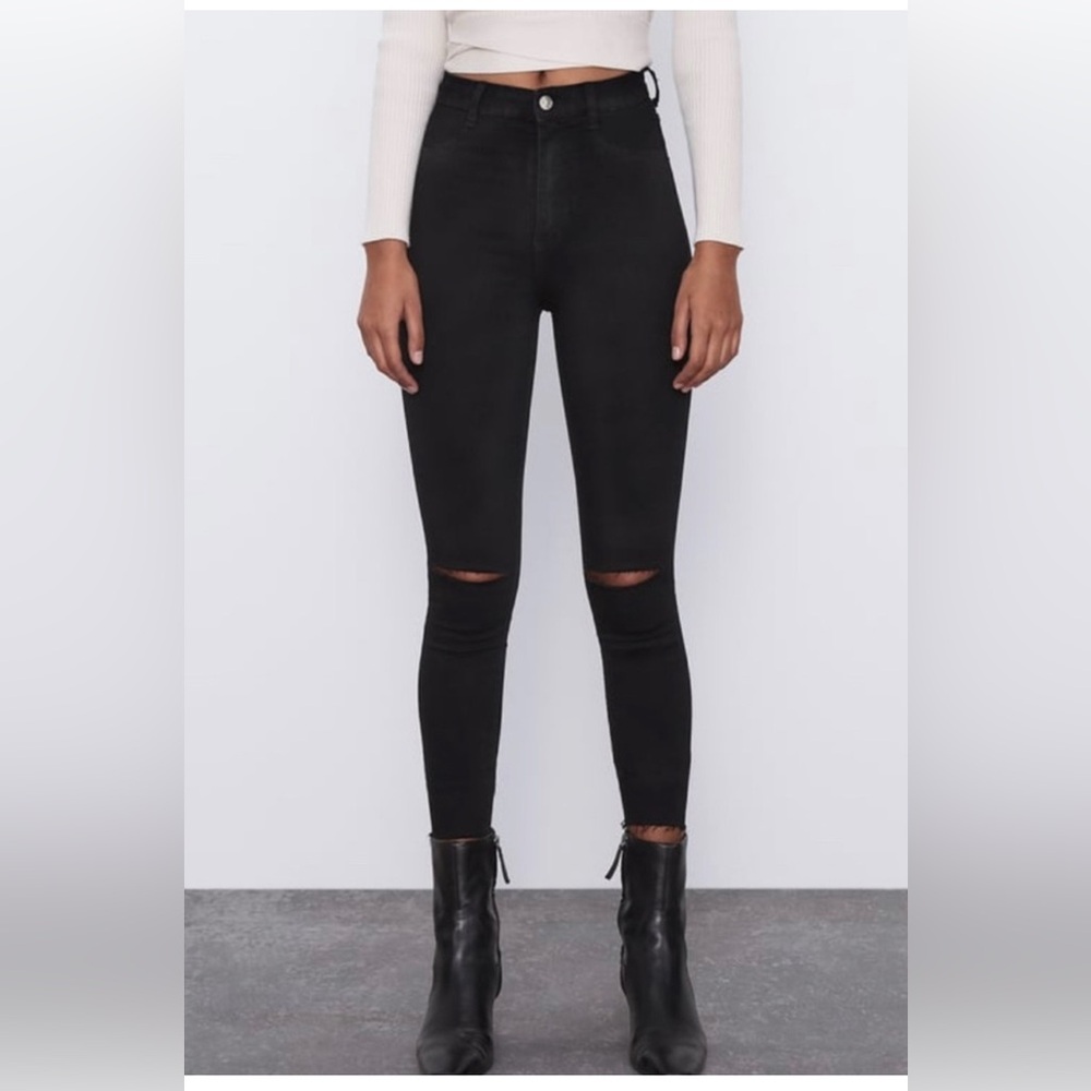 Zara Black Distressed Skinny Jeans